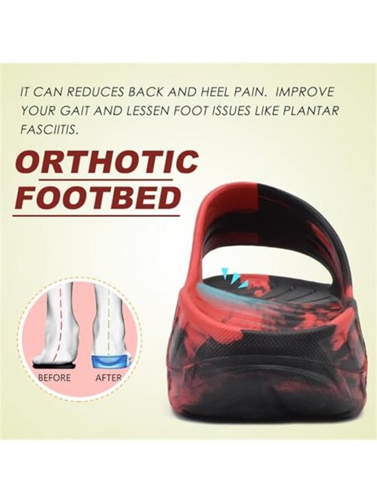 New Mens Recovery Sandals Orthotic Arch Support Open Toe Sport Slides Thick